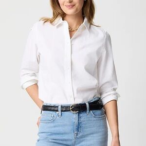 J.Crew Women’s Long Sleeve Linen Blend White Button Down Size MEDIUM